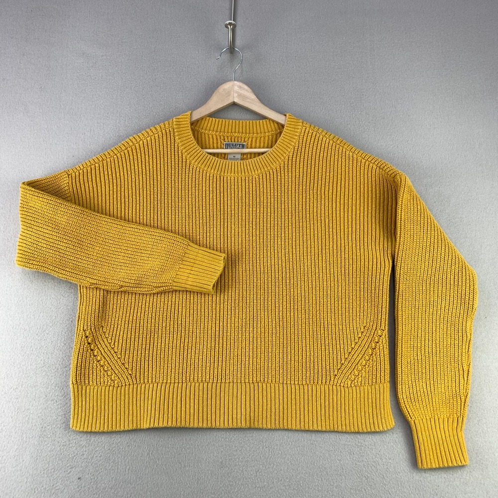 Duluth Shaker Stitch Sweater Women Medium Mustard Yellow Knit Crewneck Pullover